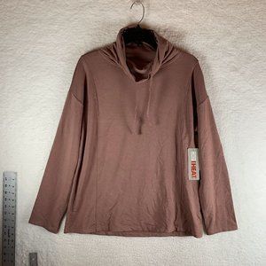 32 Degrees Heat Sweatshirt Women's Medium Plum Rose Drawstring Cowl Neck 7721